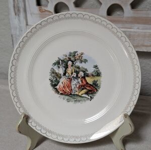 Vintage Salem China Co USA Colonial Couple Dessert Plate 7" 23k gold trim